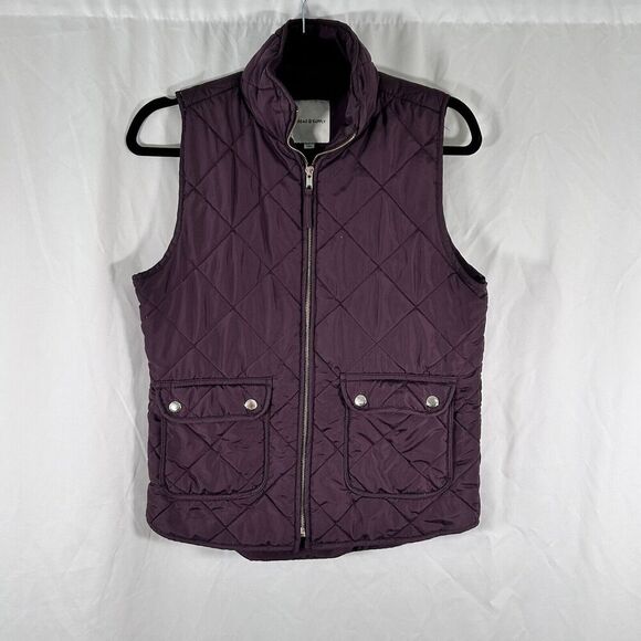 Thread & Supply Puffer Vest Women's Small Burgundy Full Zip Sleeve - Picture 1 of 12